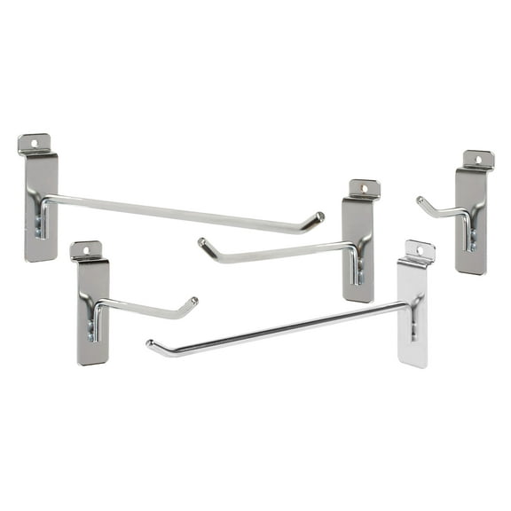 SSWBasics Slatwall Hook Bundle - 25 chrome hooks (2" 4" 6" 8" 10")