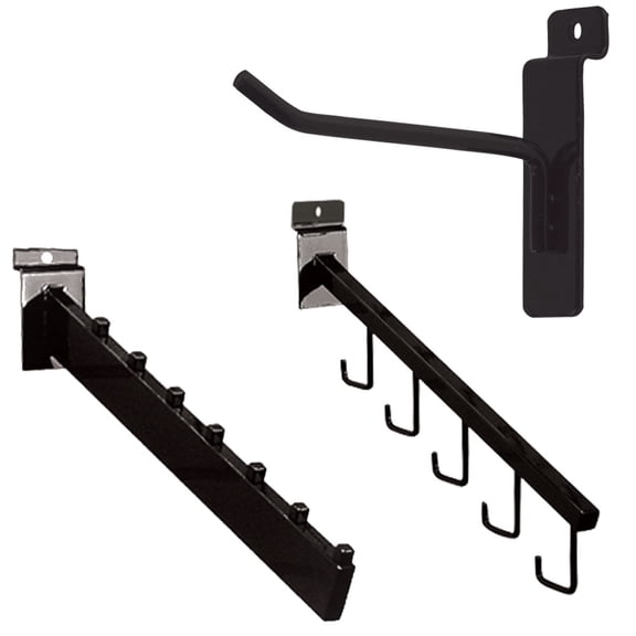 SSWBasics Slatwall Hook Variety pack (5 Four Hooks 4 Waterfall Hooks)