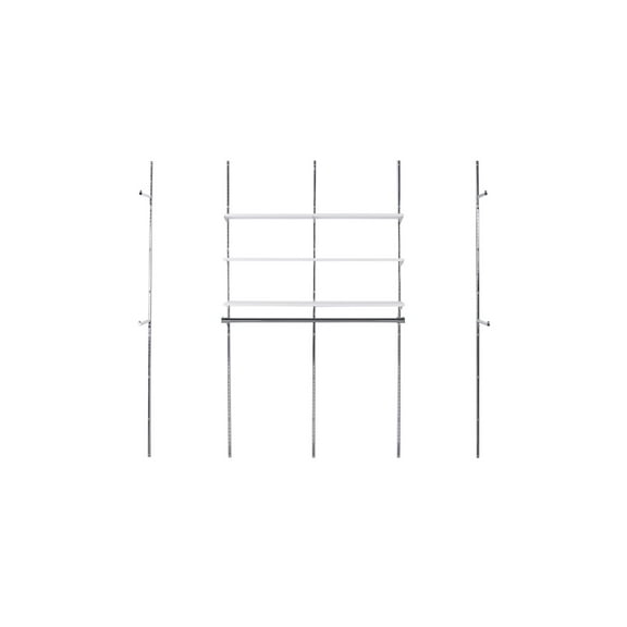 SSWBasics Slotted Standard System Kit 1- Chrome Strut Channel Shelf Rail - Versatile Adjustable Wall Shelves for Heavy Duty Multiuse in Retail and Personal Applications