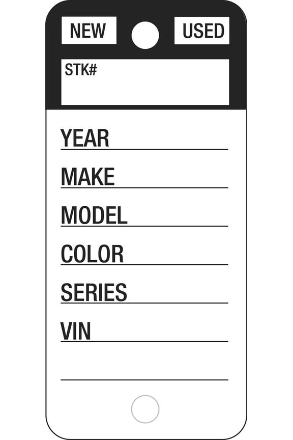 Top Stripe Key Tag - Black - Key Rings Included - 1 3/8"W x 3"H - Box of 250