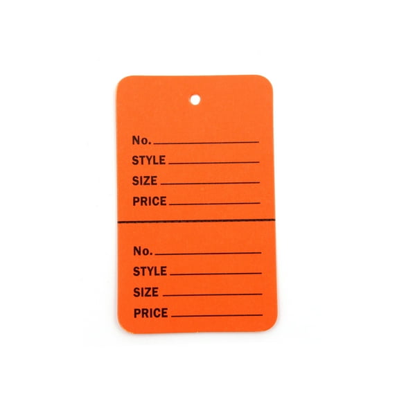 SSWBasics Unstrung Orange Perforated Clothing Tags Tags for Clothes Price Tag 1¾” W x 2⅞”H Pack of 1000 - Ideal for Retail and Inventory Management