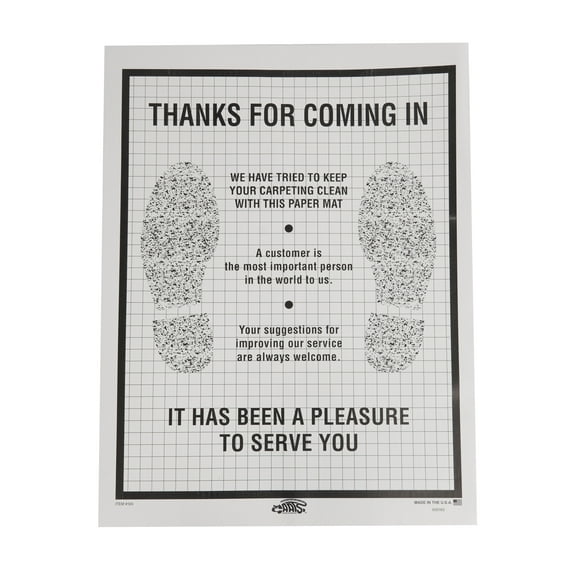 SSWBasics Paper Floor Mats for Cars - Disposable Car Mats for Car Detailing - Protective Paper Floor Mats for Cars Detail - Thank You Design - High-Quality Disposable Floor Mats - Case of 500