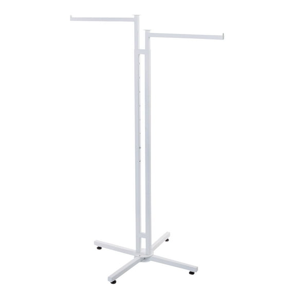 SSWBasics White 2-Way Adjustable Clothing Rack with Straight Arms - White Metal Retail