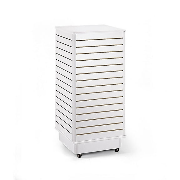 SSWBasics White SlatWall Tower - Rolling (Wheels Included) - 24"L x 24"W x 54"H- White