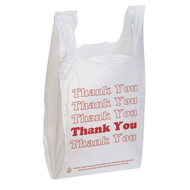 SSWBasics White Thank You Bags Case of 500-11 ½” x 6" x 21" - Thickness .48mil HDPE- Standard Supermarket Size  Perfect for Grocery  Retail  Convenience Stores  Take-Out and Home Use