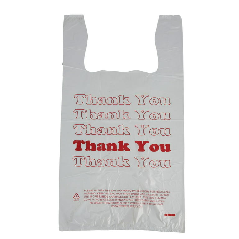 SSWBasics White Thank You Bags Case of 500-11 ½” x 6 x 21 - Thickness  .48mil HDPE- Standard Supermarket Size, Perfect for Grocery, Retail,  Convenience Stores, Take-Out and Home Use 