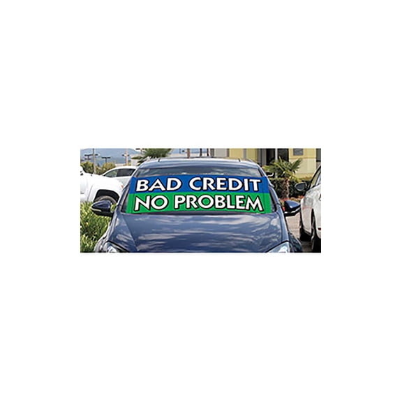 SSWBasics Windshield Banner with Bungee Cord - Bad Credit - 50 x 20 in