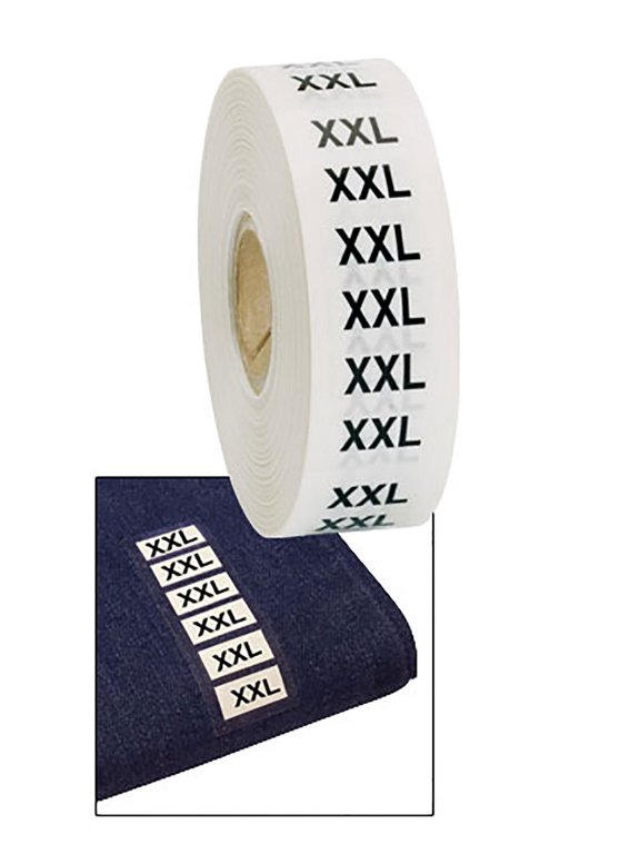 Wrap Around Clothing Size Labels - Size XXL - Roll of 500