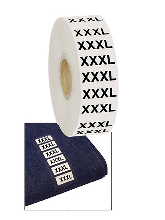 Wrap Around Clothing Size Labels - Size XXXL - Roll of 500