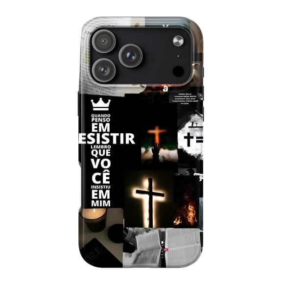 SSWD Double-Layer Glossy Phone Case For iPhone 15 Pro, The Cross of Jesus Pattern PBT+TPU Cases Shockproof Cover 1-PC