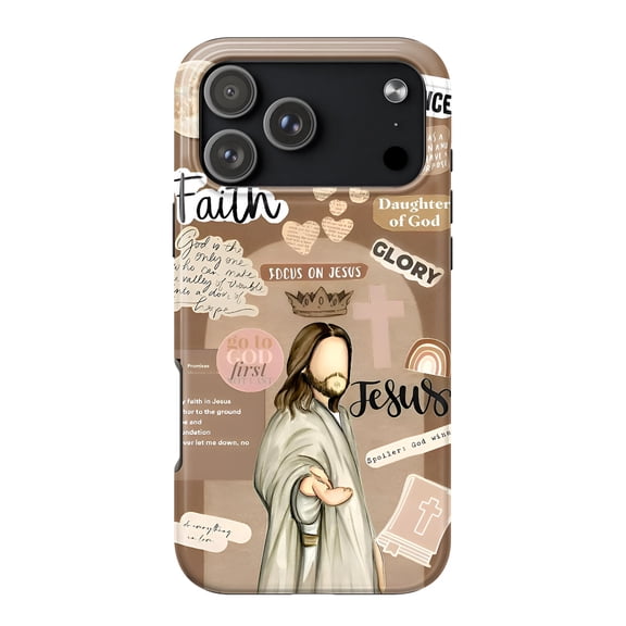 SSWD Double-Layer Glossy Phone Case For iPhone 17, Jesus Christianity Pattern PBT+TPU Cases Shockproof Cover 1-PC