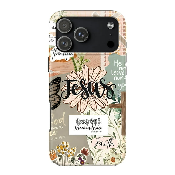 SSWD Double-Layer Glossy Phone Case For iPhone 17, Jesus Scripture Pattern PBT+TPU Cases Shockproof Cover 1-PC