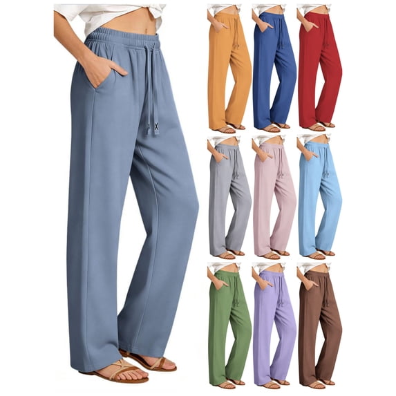 SSYGGI Womens Hiking Pants Quick Dry Straight Leg Pants Lightweight Travel Golf Drawstring Elastic Waist Trousers with Pockets Breathable Athletic Comfy Fit Slacks Trousers