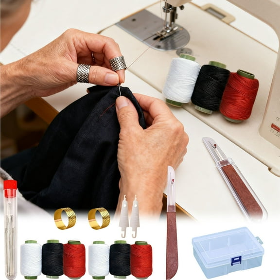SSZMDLB 1Pcs Hand Sewing Kit, Complete Sewing Tools Set with Needles Thread Thimbles Seam Ripper, DIY Sewing Supplies for Quilting, Home Repairs and Clothing Mending, Portable Sewing Accessories