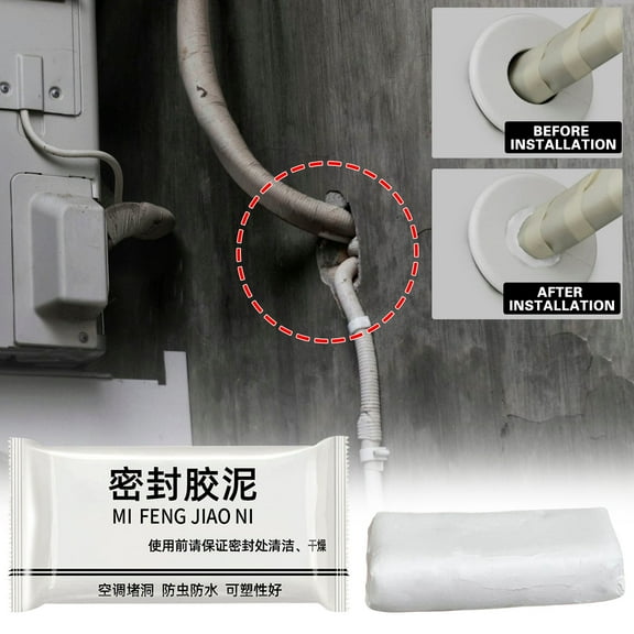 SSZMDLB 2Pcs Hole Sealing Putty, Sealant Mud, Conditioning Hole Plugging Sealing Mud, White Clogging Putty for Cracks Gaps, Wall Repair Sealant for Pipe Fittings, Waterproof, Flame Retardant