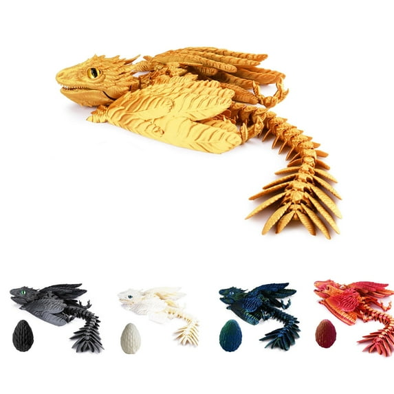 SSZMDLB under $5 1Pcs 3D Printed Dragon, 3D Printed Dinosaur Model Toy, Articulated Dragon for Display, Crystal Decor for Home and Office, Poseable Figure for Collection, Decorative Model for Shelf