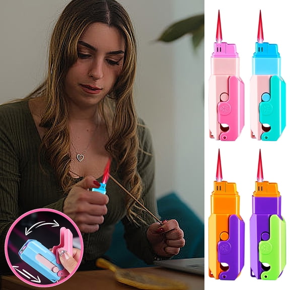 SSZMDLB under $5 1Pcs Gravity Lighter, Gravity Decompression Lighter, Inflatable Windproof Direct Lighter, Refillable Butane Lighter with Adjustable Flame, Novelty Lighter for Camping Outdoor Use