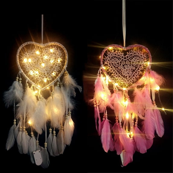 SSZMDLB under $5 2Pcs Dreamcatcher Wall Hanging, Dream Catcher Wall Hanging, Bedroom Wall Decor with Lights, Bohemian Home Decor Ornament, Luck Gift Hanging for Living Room Window Dorm Decor