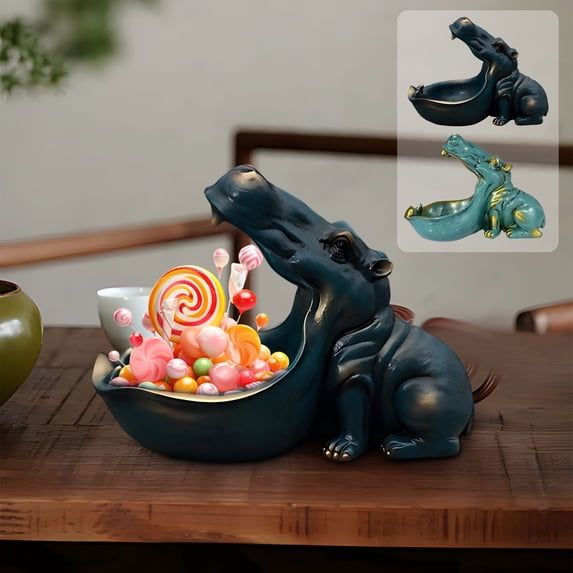 SSZMDLB under $5 2Pcs Hippo Candy Dish, Hippo Candy Dish, Resin Animal Decor, Key Bowl Container, Living Room Centerpiece, Novelty Home Decor, Conversation Starting Piece