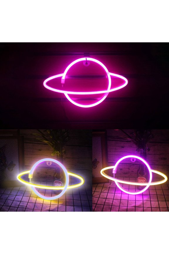 under $5 2Pcs LED Neon Light, LED Neon Light, Universe Shape Neon Decor, Planet Night Light for Bedroom, USB Neon Light for Wall, Decorative Neon Sign for Room, Colorful Neon Lamp for Party