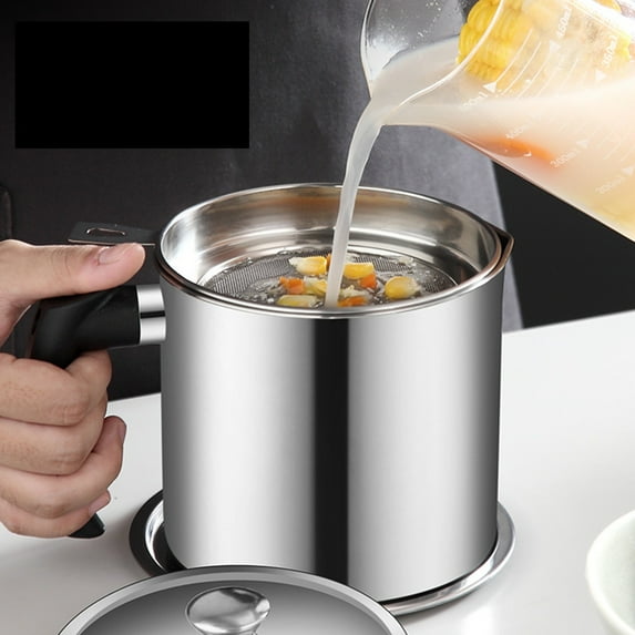 SSZMDLB under $5 3Pcs Oil Filter Pot, Stainless Steel Filtering Oil Pot, Kitchen Oil Strainer Bottle, Leak-proof Cooking Oil Filter, Household Oil Container for Frying Deep Frying