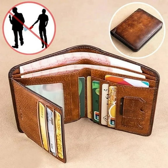 SSZMDLB under $5 3Pcs RFID Blocking Wallet, RFID Wallet, Multi-functional Blocking Card Holder, Mens Secure Cash Coin Organizer, Compact Leather Wallet for Travel Business Daily Use