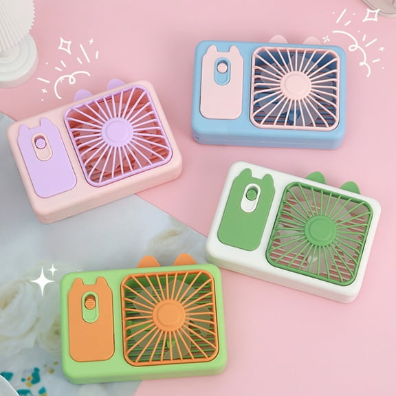 SSZMDLB under $5 4Pcs Portable Fan, Cute Camera Fan, Handheld High Wind Power USB Rechargeable Fan, Stand Desktop Small Fan, Summer Personal Cooler, Portable Mini Fan, Gift for Cat Lovers