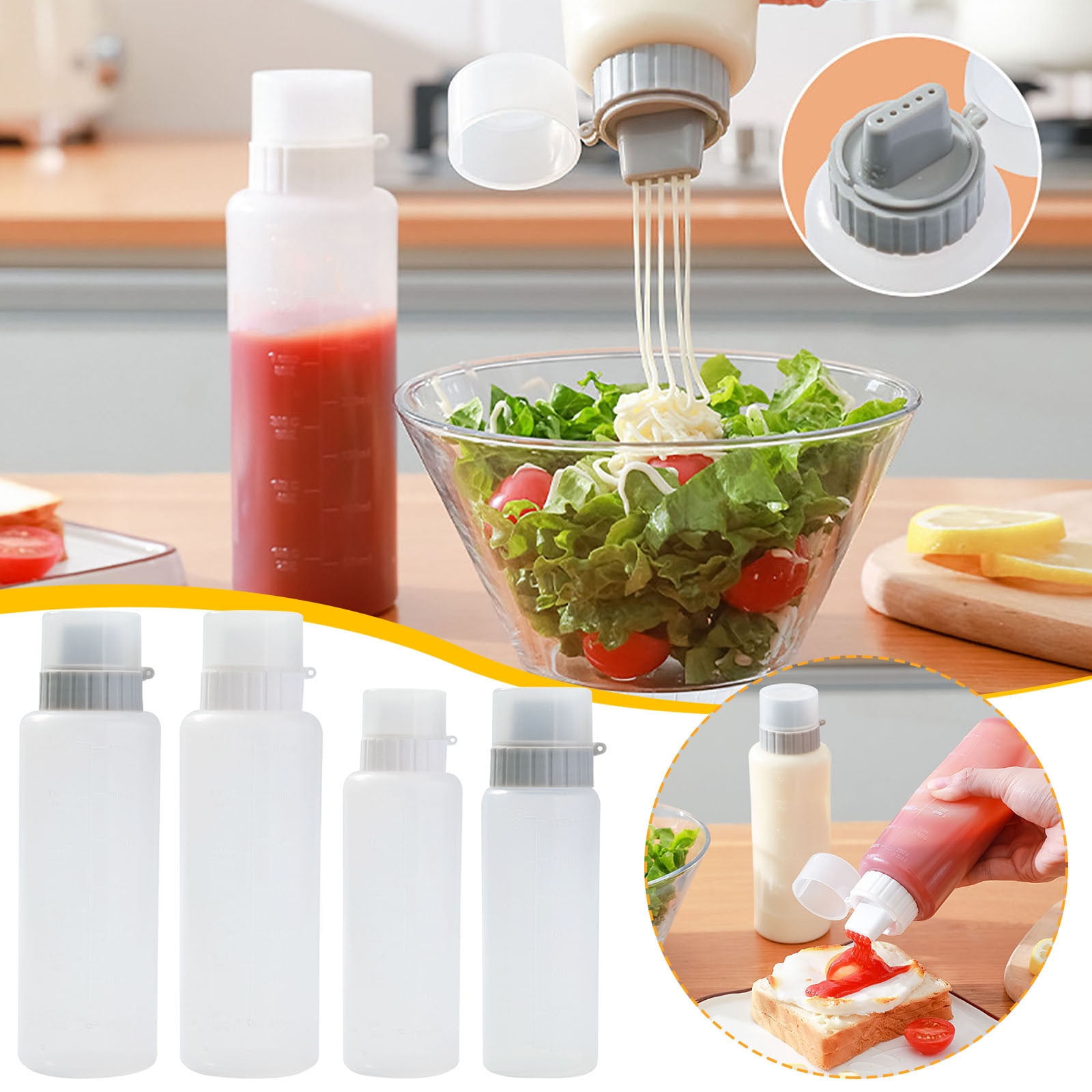 SSZMDLB under $5 4Pcs Squeeze Bottle, Kitchen Squeeze Bottle ...