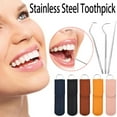thumbnail image 1 of SSZMDLB under $5 4Pcs Stainless Steel Toothpick, Stainless Steel Toothpick, Portable Dental Care Kit, Reusable Metal Toothpick Set, Keychain Oral Hygiene Tool for Travel Daily Use, 1 of 9