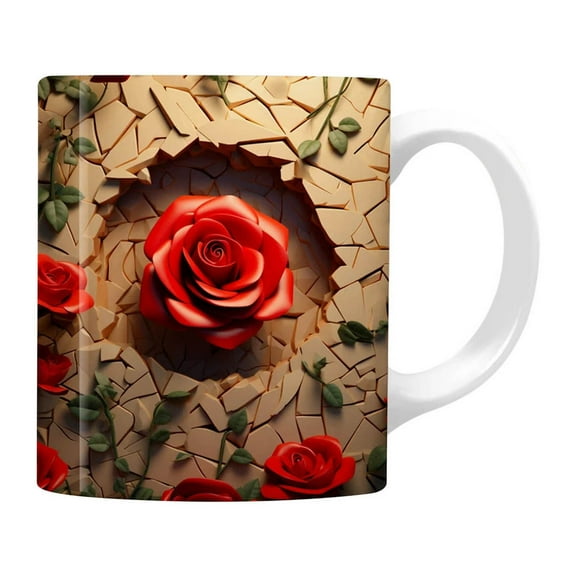 SSZMDLB under $5 Broken Heart Mug, Valentine's Day Ceramic Mug, Broken Wall Design Coffee Cup, Unique Novelty Drinking Mug, Gift Idea for Couples Romantic Present