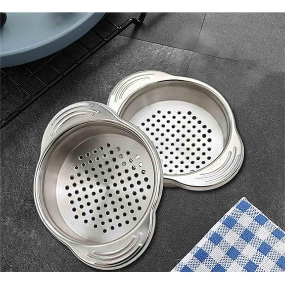 SSZMDLB under $5 Can Strainer, Can Strainer, Stainless Steel Rack with Double Handles, for Draining Tuna Vegetables Canned Food, Heat Resistant and Rust Proof, Easy to Clean, Dishwasher Safe
