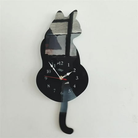 SSZMDLB under $5 Cat Wall Clock, Cat Wall Clock with Moving Tail, Art Decor Living Room Clock, Children's Room Wall Timepiece, Wagging Tail Cat Clock, Creative Home Decor Clock
