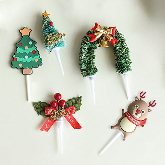 SSZMDLB under $5 Christmas Cake Decoration, 3D Santa Tree Wreath Insert, Edible Party Baking Topper, Festive Dessert Decor, Birthday Party Supplies, Christmas Baking Accessories for Home Kitchen