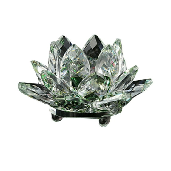 SSZMDLB under $5 Crystal Candle Holder, Crystal Candle Holder, Glass Tea Light Lamp, Buddhist Meditation Candle Stand, Lotus Flower Design Religious Offering Light