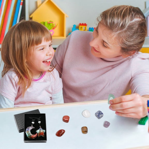 SSZMDLB under $5 Crystal Chakra Set, Crystal Chakra Set, Natural Stone Crystal Pendant Set, Hexagon Colorful Gemstone Gift Box for Meditation, Energy Healing, Home Decor, Office Desk