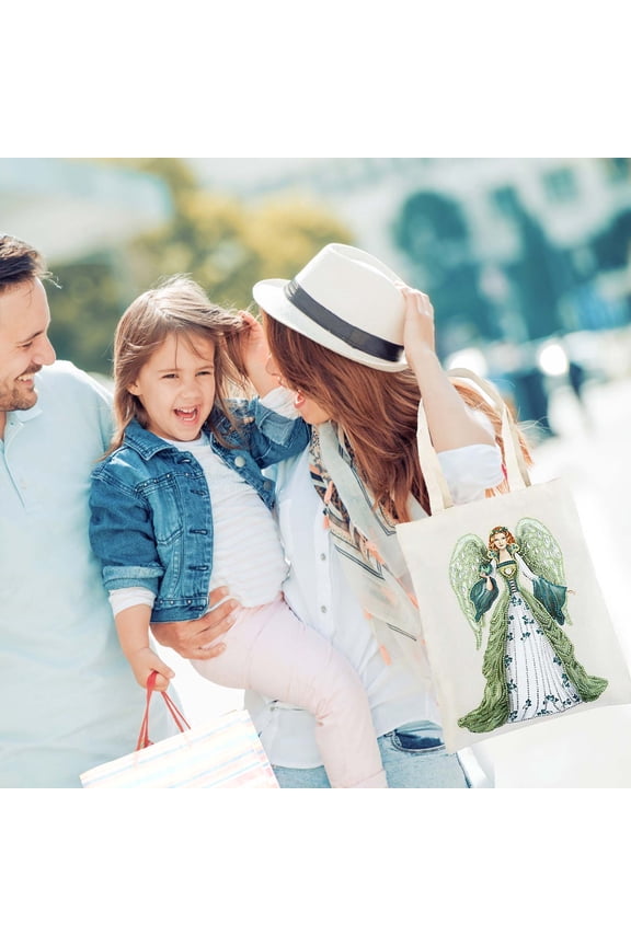 under $5 Diamond Embroidery Tote Bag, Canvas Tote Shopping Bag, Diamond Embroidery Handbag, Cross Stitch DIY Bag for Groceries, Reusable Market Tote for Beach, Picnic, and Daily Errands