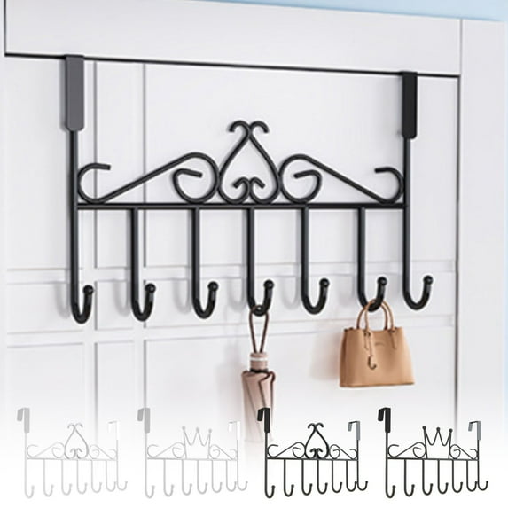 SSZMDLB under $5 Over Door Hooks, No Drill Coat Hanger Rack, Thickened Mounted Shelf for Hanging Clothes Hats Bags Towels in Bedroom Closet Entryway Bathroom Dorm Apartment