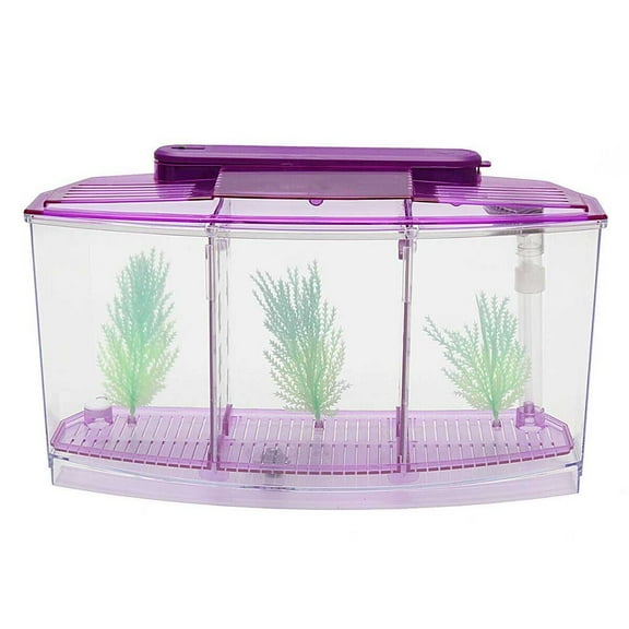 SSZMDLB under $5 Fish Tank, Mini Fish Tank, Small Aquarium with LED Light and Filter, Desktop Betta Guppy Tank, Divider for Fry Isolation, Acrylic Clear View, Battery Powered
