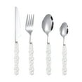 thumbnail image 1 of SSZMDLB under $5 Flatware Set, Flatware Set, Four-Piece Stainless Steel Steak Knife Fork Spoon Set with Pearl Handle, for Dinner, Salad, Dessert, and Formal Dining, 1 of 2