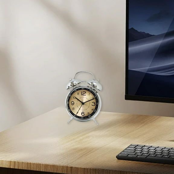 SSZMDLB under $5 Galvanized Metal Clock, Alarm Clock, Quartz Metal Desk Clock, Fashion Night Light Clock with Timer, Galvanized Precision Timepiece for Home and School, Vintage Style Bedside Clock