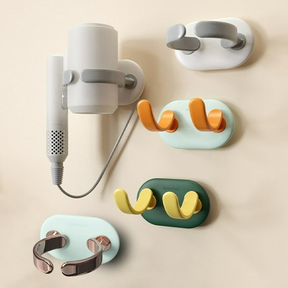 SSZMDLB under $5 Hair Dryer Holder Wall Mounted Hair Dryer Hanging Rack Adjustable Dryer Holder No Drill Installation Adhesive Mount for Bathroom Bedroom Vanity Organization