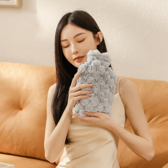 SSZMDLB under $5 Hot Water Bottle with Cover, Menstrual Pain Relief, Neck Shoulder Pain Therapy, Hot Cold Therapeutics Hand Warmer, Reusable Warm Water Bag