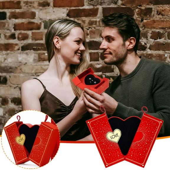 SSZMDLB under $5 Jewelry Gift Box, Double Open Jewelry Gift Box, Heart Shaped Presentation Box for Rings Necklaces, High End Jewelry Set Packaging, Romantic Gift Box for Wedding Anniversary