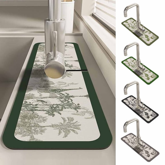 SSZMDLB under $5 Kitchen Faucet Drip Mat, Countertop Absorbent Pad, Diatomaceous Mud Drying Tray, Narrow Hole Cuttable Splash Guard for Sink Area, Bathroom Vanity, Kitchen Counter Protection