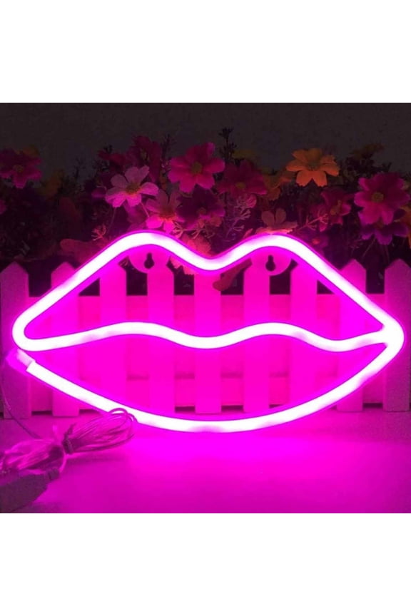 under $5 LED Neon Sign, LED Neon Signs, Lip Shaped Night Light, Wall Decor Lights for Bedroom, Christmas, Wedding, Party Decorations, USB Powered Battery Operated Red Lights