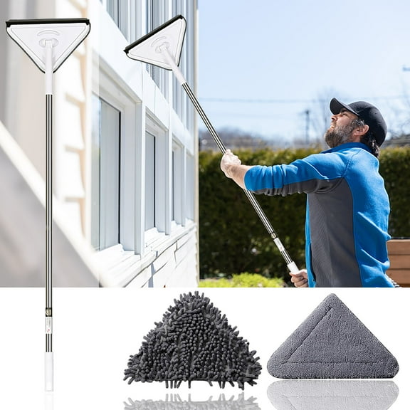 SSZMDLB under $5 Multi-Function Mop, Triangular Cleaning Tool for Walls Ceilings, 360 Rotation Dust Removal Mop with Microfiber Cloths, Household Cleaning Equipment for Floors Cars