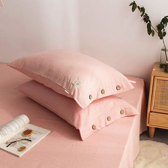 SSZMDLB under $5 Pillow Cases Linen Style Protectors, Long Staple Woven Bedding Pillow Covers, Breathable Cotton Pillowcase Set for Bedroom, Button Closure Pillow Protector for Home