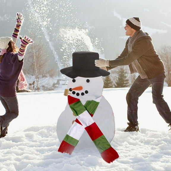 SSZMDLB under $5 Snowman Decorating Kit, Christmas Snowman Costume Set with Accessories, Snowman Building Supplies with Hat Scarf, Outdoor Winter Activity for Family Entertainment
