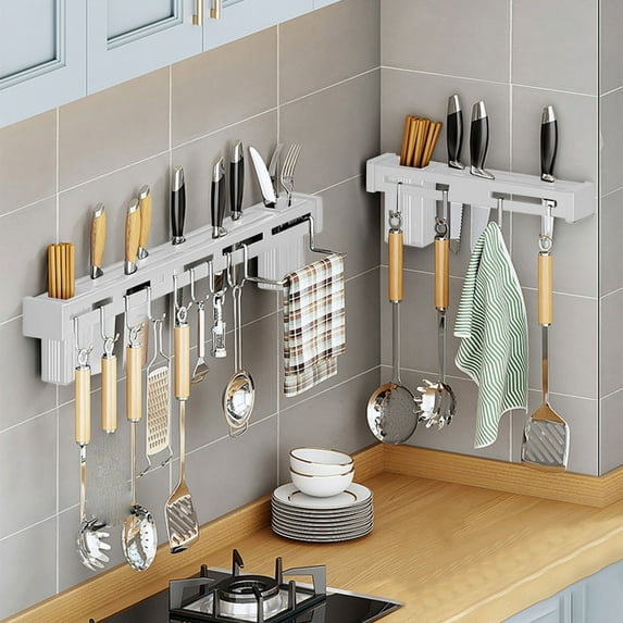 SSZMDLB under $5 Stainless Steel Knife Holder, Multifunctional Wall Mounted Tool Rack, No Drill Kitchen Utensil Organizer, Cutlery Storage Stand for Counter