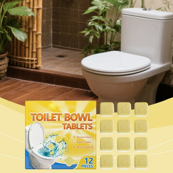 SSZMDLB under $5 Toilet Cleaning Tablets, Toilet Bowl Cleaning Tablets, 12 Pack Effervescent, Removes Stains, Limescale, Odors, Freshens, Drop In, No Scrubbing, Septic Safe, For Bathroom, Restroom
